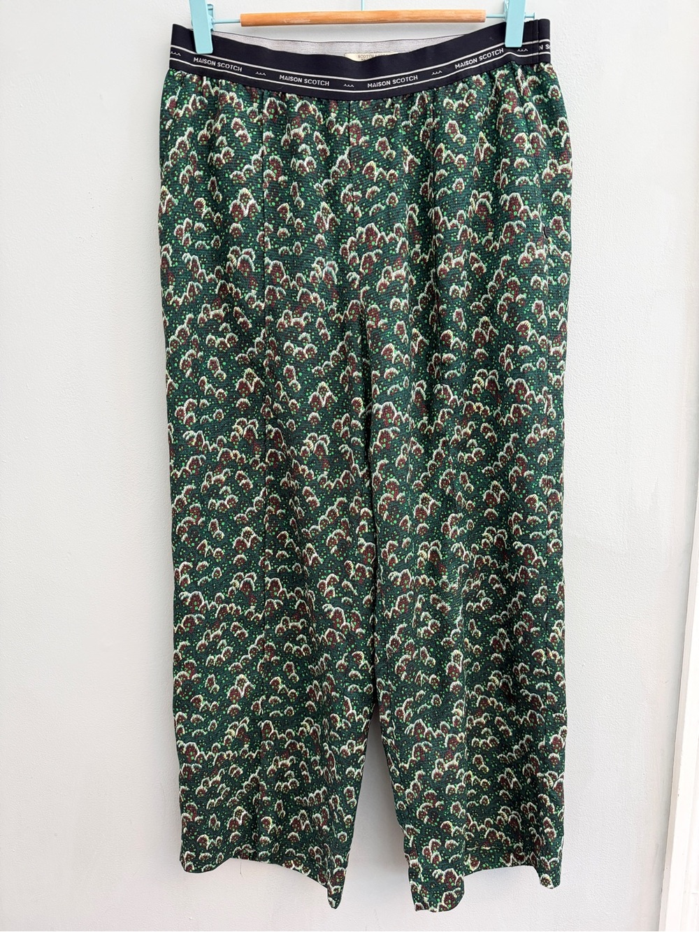 Scotch and Soda Satin Wide Leg Aloha Pants, Size Large